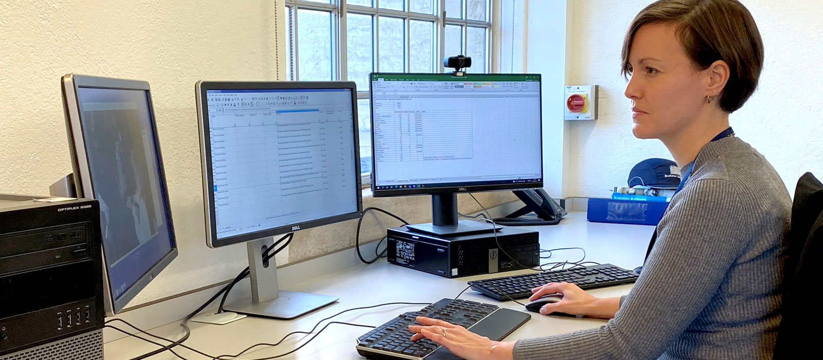 Francesca Miller works at her desktop computer in the Weston Library