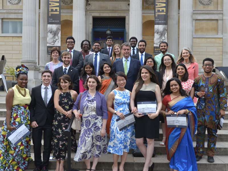 Weidenfeld-Hoffmann Scholars, celebrating the 10th anniversary of the programme with Professor Louise Richardson (third row, far left) and André Hoffmann (centre)