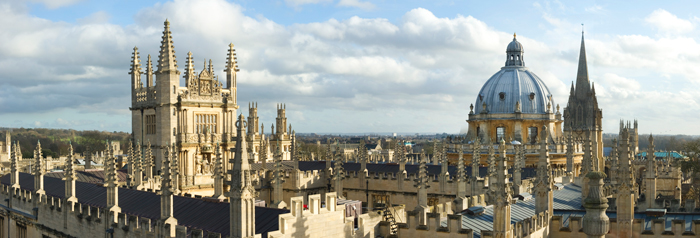 A photo of the Oxford skyline with focus on the Bodleian