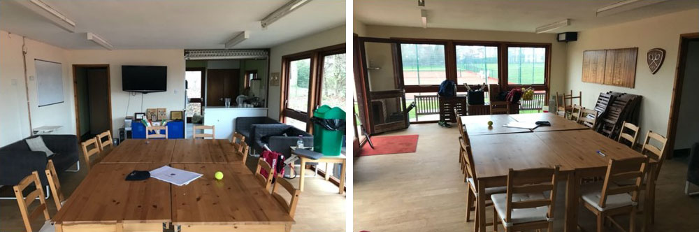 Composite photos of current Lawn Tennis Clubhouse, before renovation