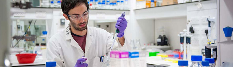 Student scientist working in laboratory