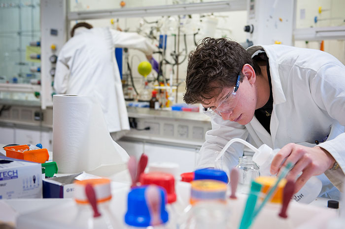 Student scientists working in laboratory