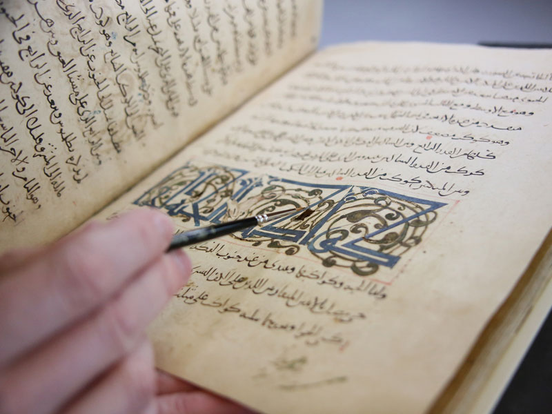 A manuscript undergoing conservation treatment © Bodleian Libraries