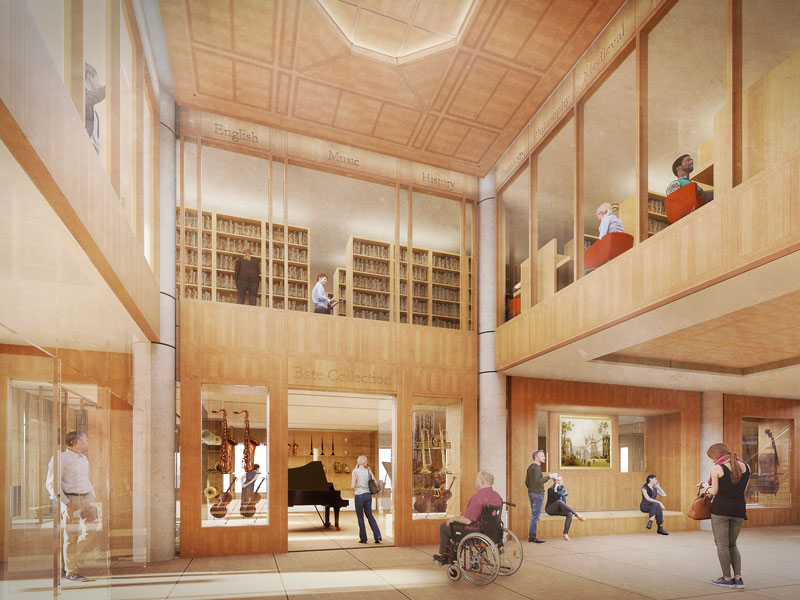 Architectural rendering of the entrance to the Grand Atrium in the Schwarzman Centre © Hopkins Architects