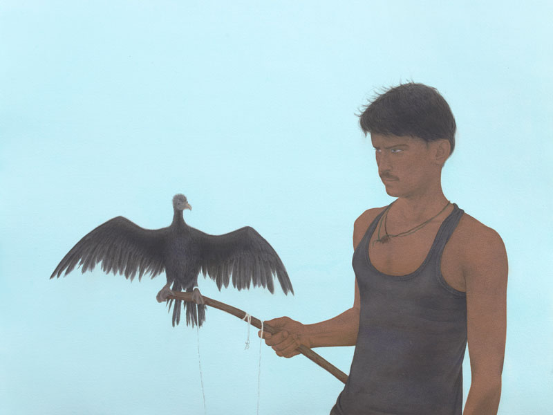 Untitled (Bird Hunter series), 2020. Watercolour pigments on paper, 86 x 72 cm © Ali Kazim, courtesy Jhaveri Contemporary