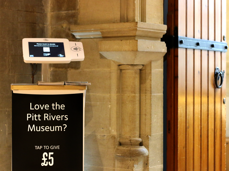 Contactless donation point at the Pitt Rivers Museum