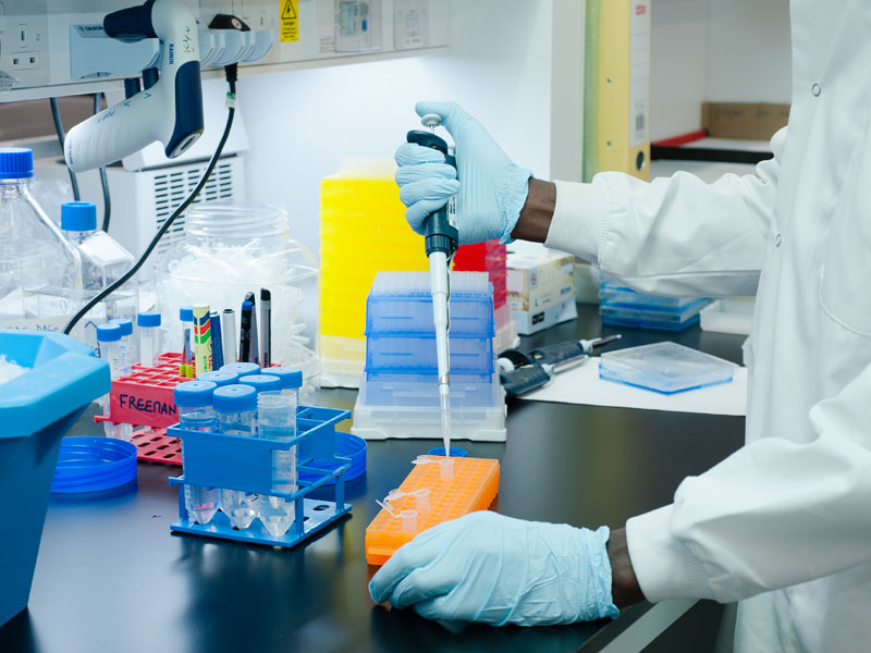 Working in the lab © Oxford University Images / Nasir Hamid