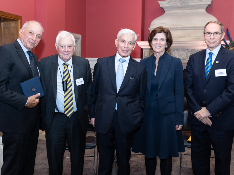 L-R: David Reuben, the Chancellor, Simon Reuben, the Vice-Chancellor and Professor Lionel Tarassenko. Credit: Cyrus Mower Photography