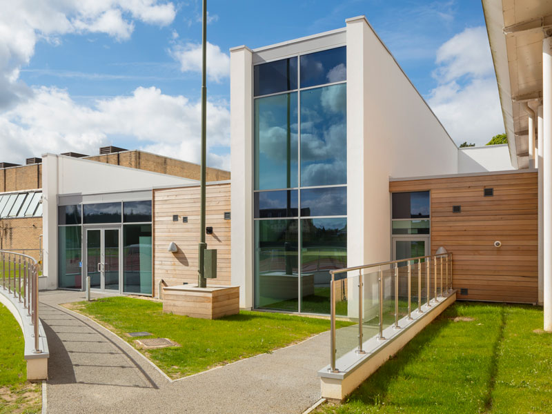 Exterior view of the Acer Nethercott Sports Centre. Photo by Fotohaus