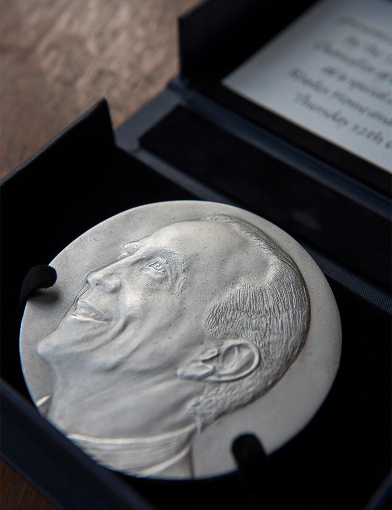 The Sheldon Medal for John McCall MacBain O.C. Artist: Jane McAdam Freud. Photo credit: John Cairns