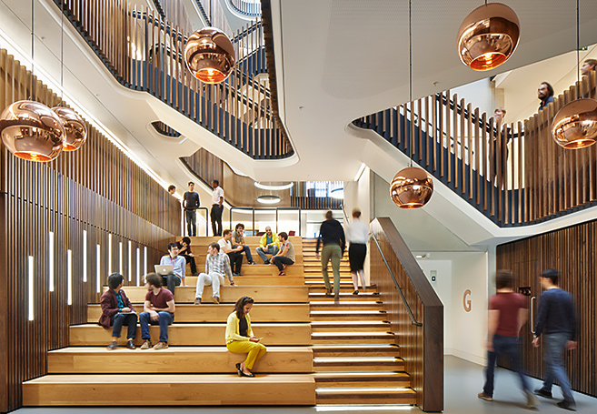 Giant bleacher-style 'steps' which double as an auditorium. Photo by Jack Hobhouse