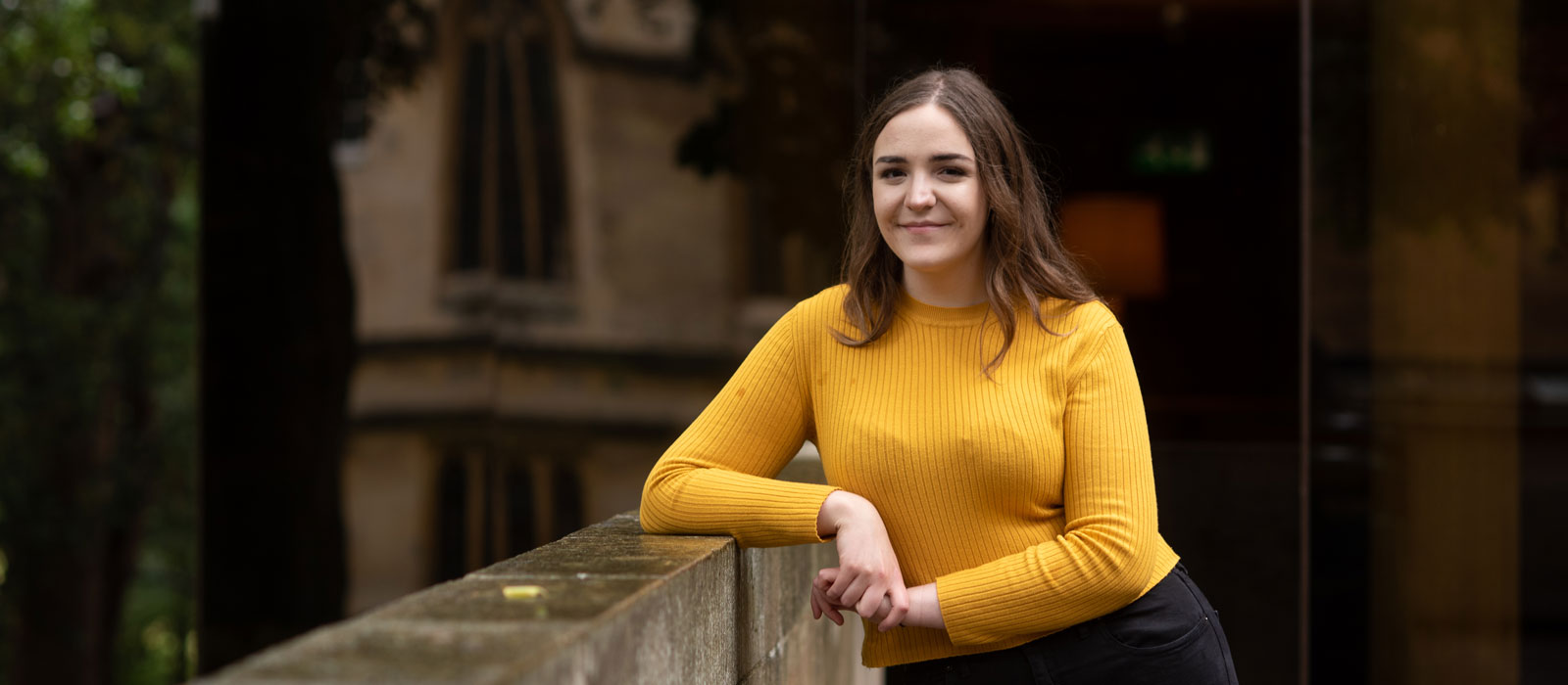 Undergraduate student Marie-Ann Harvey at Wadham College. Photo by John Cairns