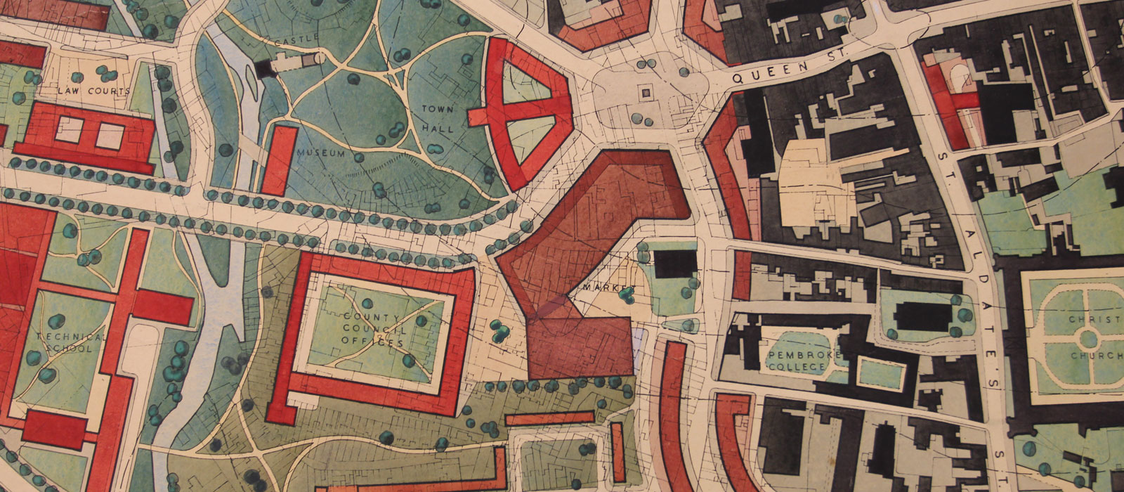 The Thomas Sharp map of Oxford. Photo courtesy of the Bodleian Libraries