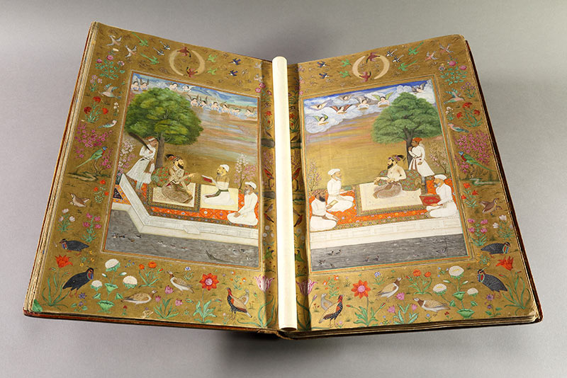 A highly-decorated miniature Mughal painting inside the Douce Album