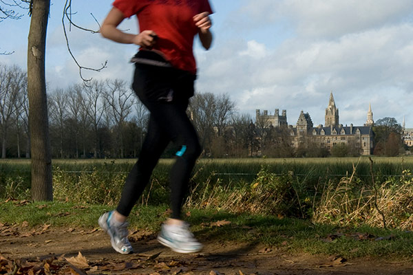 Running with the backdrop of the Oxford skyline