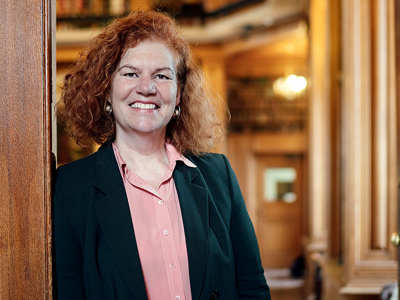 Professor Karen Leeder at the Taylor Institution Library