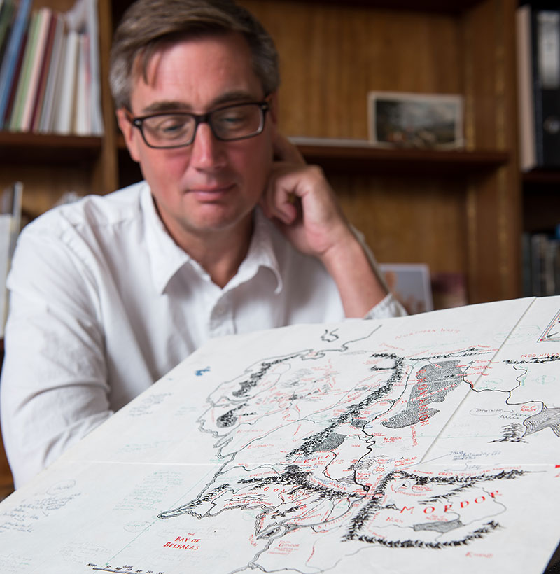 Dr Christopher Fletcher studying the map. Photo by John Cairns.