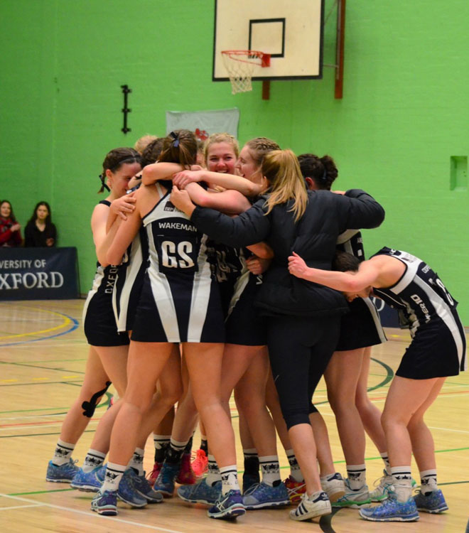 Netball team celebrating